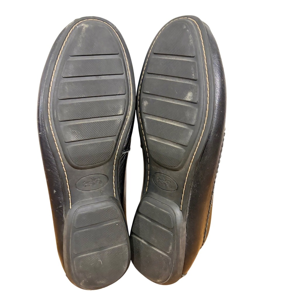 Coach Odette Black Pebbled Leather Penny Loafers MocToe Driver Flats Womens 8.5B - Picture 6 of 8